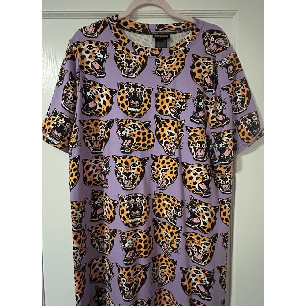 Nooworks Jersey Cheetah Head Maxi Dress Rare XL Made USA Punk Pinup Maximalist - Picture 8 of 12